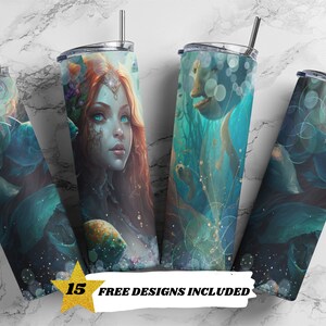 Fantasy, Mermaid PNG, Magical, 20oz Skinny Tumbler Sublimation Design Templates, Straight PNG Digital Download, Sublimation Template