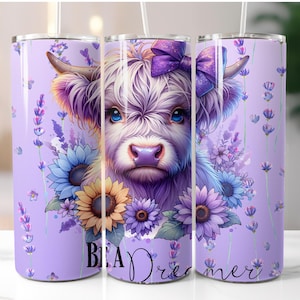 Highland Cow, Affirmations, Inspirational, Motivation, 20oz Skinny Tumbler Sublimation Design Templates, Straight PNG Digital Download