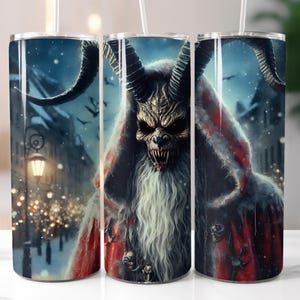 Krampus, Christmas, Spooky, 20oz Skinny Tumbler Sublimation Design Templates, Straight PNG Digital Download