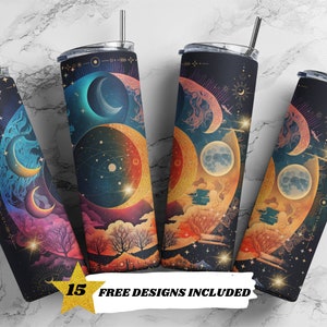 Celestial, maan, melkwegstelsel, astrologie, tarotkaarten, 20oz magere beker sublimatie ontwerpsjablonen, rechte png digitale download