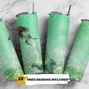 Mermaid Tumbler, 20 oz Skinny Tumbler Sublimation Design Straight Design Digital Download PNG