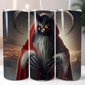 Krampus, Christmas, Spooky, 20oz Skinny Tumbler Sublimation Design Templates, Straight PNG Digital Download