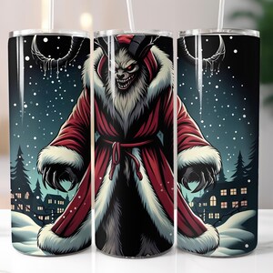 Krampus, Christmas, Spooky, 20oz Skinny Tumbler Sublimation Design Templates, Straight PNG Digital Download