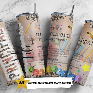 20 oz Skinny Tumbler Principal Life Sublimacja Design PNG Instant DIGITAL ONLY Prosty projekt Nauczyciel Afirmacje Tumbler Szablon