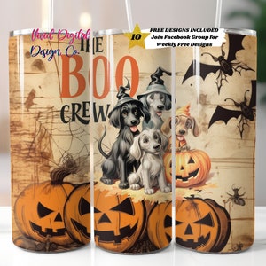Retro Halloween, Dogs, 20oz Skinny Tumbler, Sublimation Design Templates, Straight PNG Digital Download, Sublimation Template