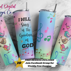 Sing of the Goodness of God, 20oz Skinny Tumbler, Sublimation Design Templates, Straight PNG Digital Download, Sublimation Template