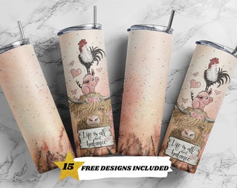 Farm Animals Tumbler, 20 Oz Skinny Tumbler Sublimation Design Straight ...
