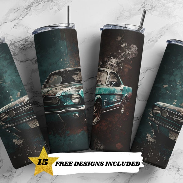 Vintage Cars, 20oz Skinny Tumbler, Sublimation Design Templates, Straight PNG Digital Download, Sublimation Template