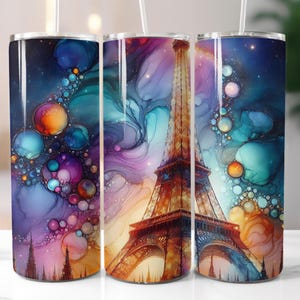 Eiffel Tower, Paris, Europe, Travel, 20oz Skinny Tumbler Sublimation Design Templates, Straight PNG Digital Download