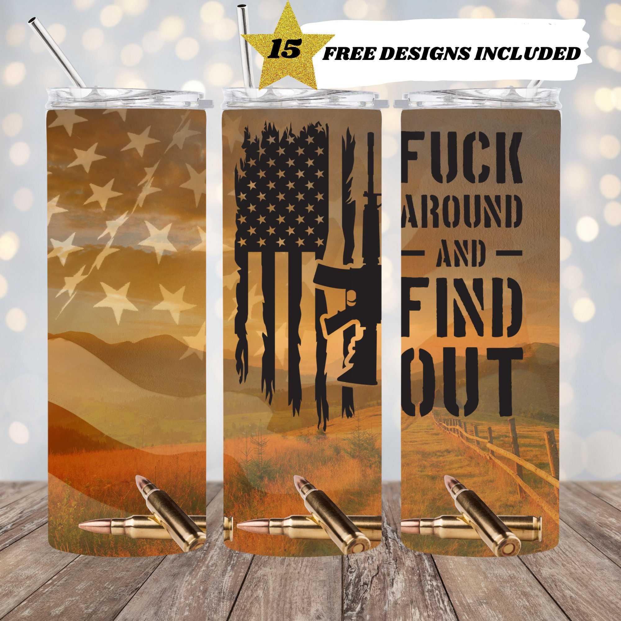 12 Unzen Fuck around und finden Sie heraus Dosenhalter, 2. Änderung  Patriotic Tumbler Wrap, Sublimationsdose PNG Amerika Design - .de