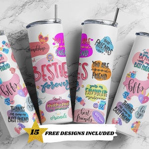 Vaso de mejores amigos, amistad, vaso delgado de 20 oz, plantilla de vaso con afirmaciones para maestros con diseño DIGITAL SOLO instantáneo
