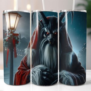Krampus, Christmas, Spooky, 20oz Skinny Tumbler Sublimation Design Templates, Straight PNG Digital Download