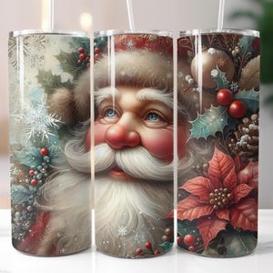 Weihnachtsmann, Weihnachten, Weihnachtsstern, 20 Unzen Skinny Tumbler Sublimationsdesign-Vorlagen, gerader PNG digitaler Download
