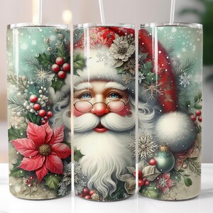 Weihnachtsmann, Weihnachten, Weihnachtsstern, 20 Unzen Skinny Tumbler Sublimationsdesign-Vorlagen, gerader PNG digitaler Download