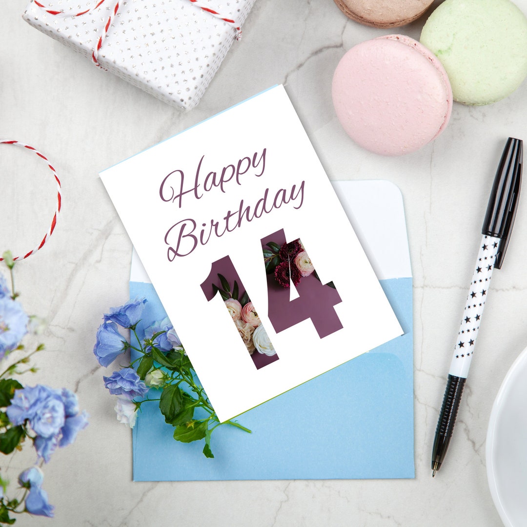 14th Birthday Card DIGITAL DOWNLOAD Printable Moody - Etsy