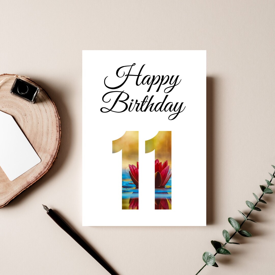 11th Birthday Card DIGITAL DOWNLOAD Printable Water Lily - Etsy