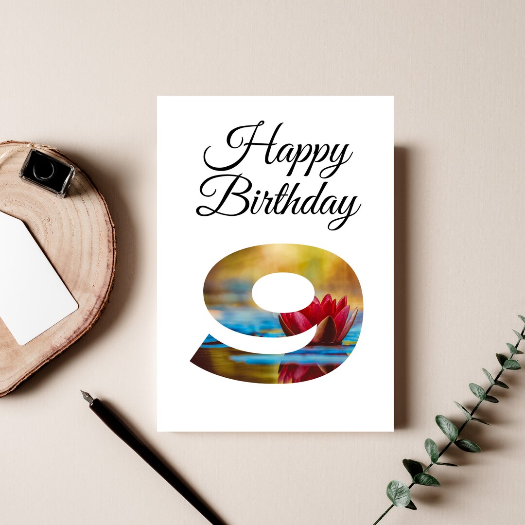 9th Birthday Card DIGITAL DOWNLOAD Printable Water Lily - Etsy