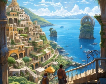 Solarpunk Landscape Framed Poster