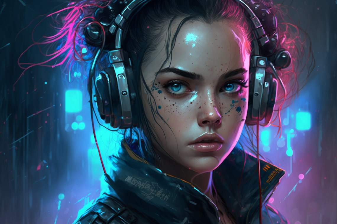 Cyberpunk Girl Neon - Etsy