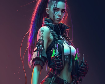 Chica Cyberpunk Neón