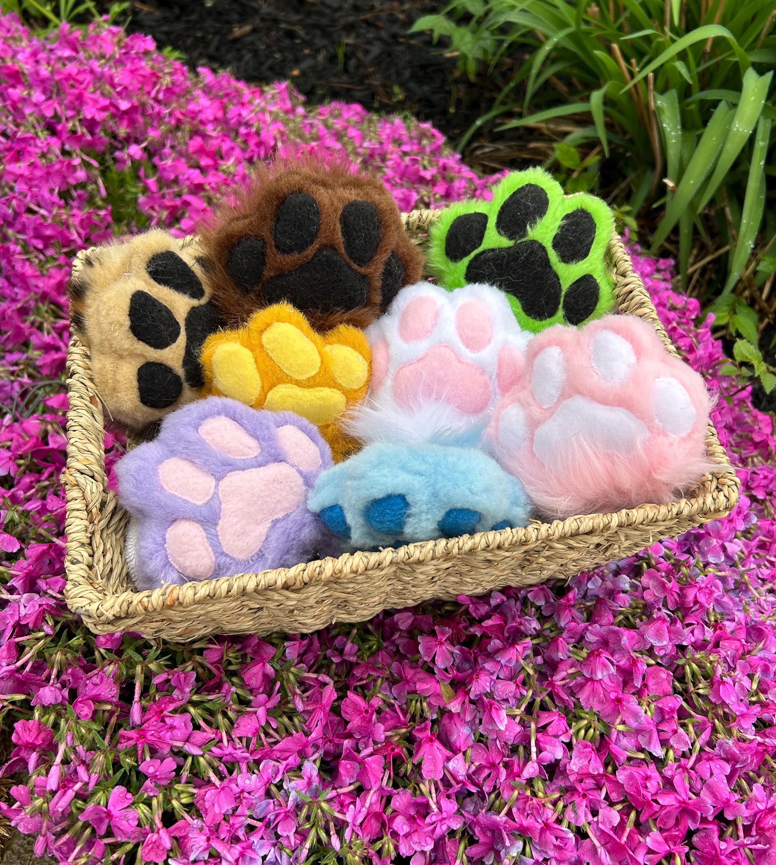 Furry Fuzzy Paw Keychain Clip With Squeaker