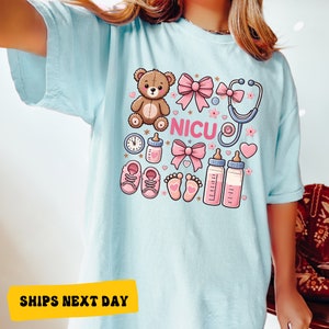 a girl wearing a t - shirt that says nicu next day