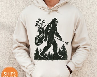 Bigfoot Golfer Hoodie: Funny Sasquatch Golfing Sweater