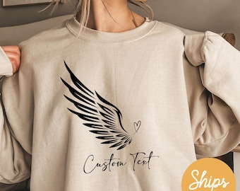 Custom Angel Wings Sweatshirt: Memorial Remembrance Crewneck