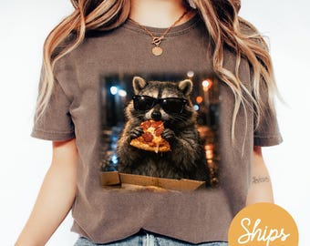 raccoon eating pizza, funny raccoon shirt, raccoon meme tee, vintage raccoon shirt, retro raccoon tee, raccoon lover gifts, pizza lover tee