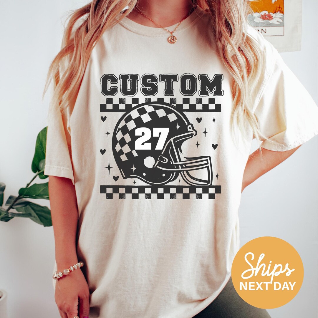 Checkered Football T-shirt: Custom Team Sports Tee - Etsy