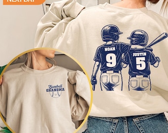 Custom Baseball Grandma Sweatshirt, Personalized Nana Hoodie with Grandkids Names