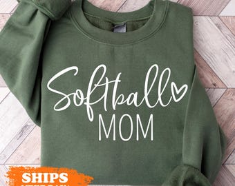 Softball Mom Crewneck Sweatshirt: Eco-Friendly Sports Mama Sweater