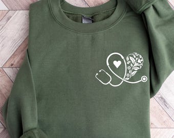 Floral Stethoscope Sweatshirt: Nurse Doctor Crewneck