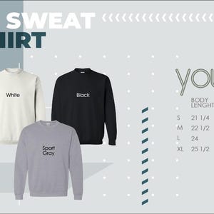 three sweatshirts with the words sweat shirt on them
