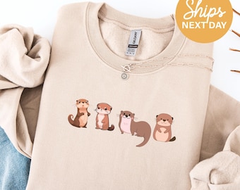 Otter Crewneck Sweatshirt, Animal Graphic Sweater
