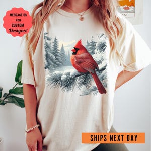 Red Cardinal Comfort Colors Shirt: Retro Bird Watching Tee