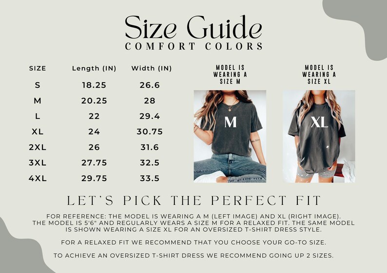 the size guide for a women's t - shirt