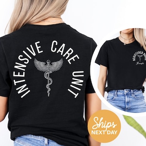 Personalized ICU Nurse Comfort Colors T-Shirt: RN Gift
