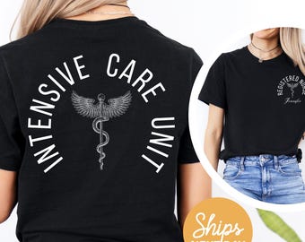 Personalized ICU Nurse Comfort Colors T-Shirt: RN Gift