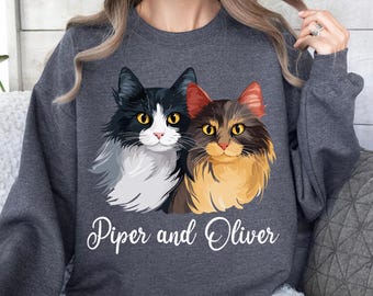 Custom Cat Hoodie, Personalized Cat Mom Sweatshirt, Cat Lover Gift