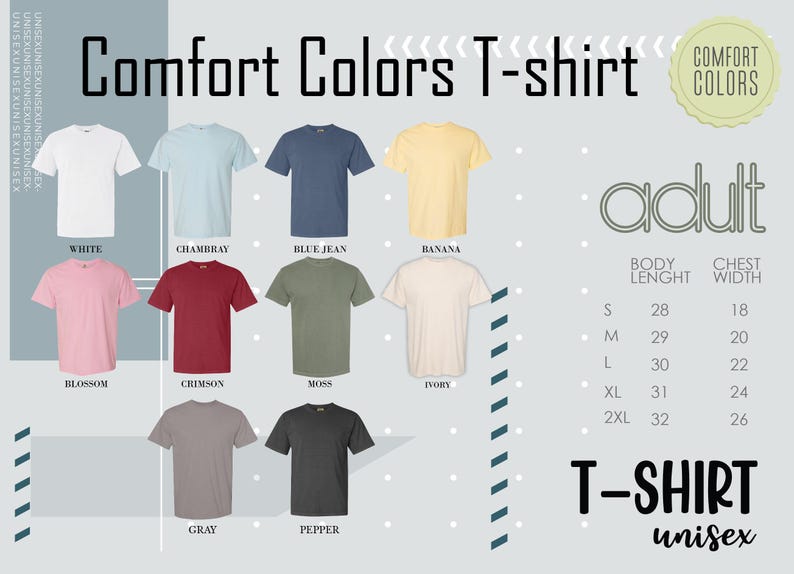 a t - shirt with different colors and sizes