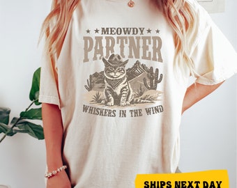 Meowdy Partner Cat Cowboy Comfort Colors Tee - Western Cat Shirt
