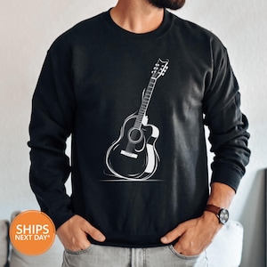 acoustic guitar sweatshirt, guitarist crewneck, guitar player gifts, music lover gifts, musician crewneck, rock band sweatshirt, men hoodie