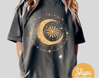 Mystic Moon Graphic T-Shirt: Spiritual Crescent Moon Tee