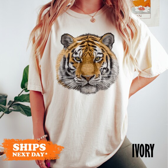 Tiger Shirt Orange Print Tiger Face Gift Tiger Shirt Orange Print Tiger Face Gift