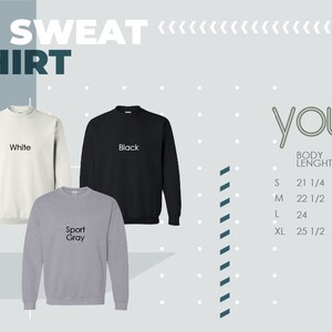 three sweatshirts with the words sweat shirt on them