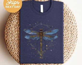 Golden Dragonfly Shirt: Boho Insect Graphic Tee
