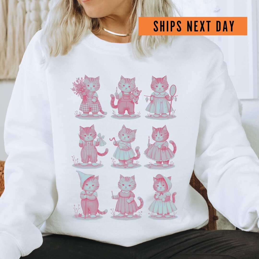 Pink Cute Cat Print Men's Zip Up Hoodie