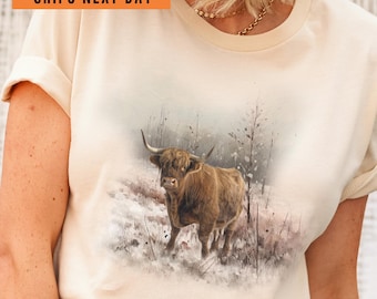 Retro Highland Cow Comfort Colors T-shirt: Farmer Gift
