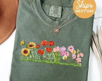 Floral T-Shirt: Wildflower Print, Eco-Friendly Ink